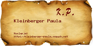 Kleinberger Paula névjegykártya